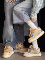 Niceprimes Chunky Rope-Lace Panel Skate Sneakers