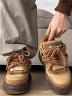 Niceprimes Chunky Rope-Lace Panel Skate Sneakers