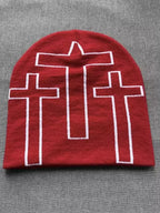 Triple Cross Graphic Knit Beanie