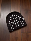 Triple Cross Graphic Knit Beanie