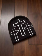 Triple Cross Graphic Knit Beanie