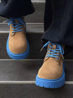 Niceprimes Chunky Contrast Rubber-Sole Nubuck Workwear Boots