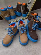 Niceprimes Chunky Contrast Rubber-Sole Nubuck Workwear Boots