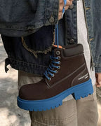 Niceprimes Chunky Contrast Rubber-Sole Nubuck Workwear Boots