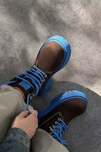 Niceprimes Chunky Contrast Rubber-Sole Nubuck Workwear Boots