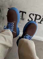 Niceprimes Chunky Contrast Rubber-Sole Nubuck Workwear Boots