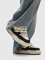 Niceprimes Tasseled Thick Rope Lace Distressed Skate Platform Sneakers