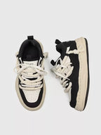 Niceprimes Tasseled Thick Rope Lace Distressed Skate Platform Sneakers