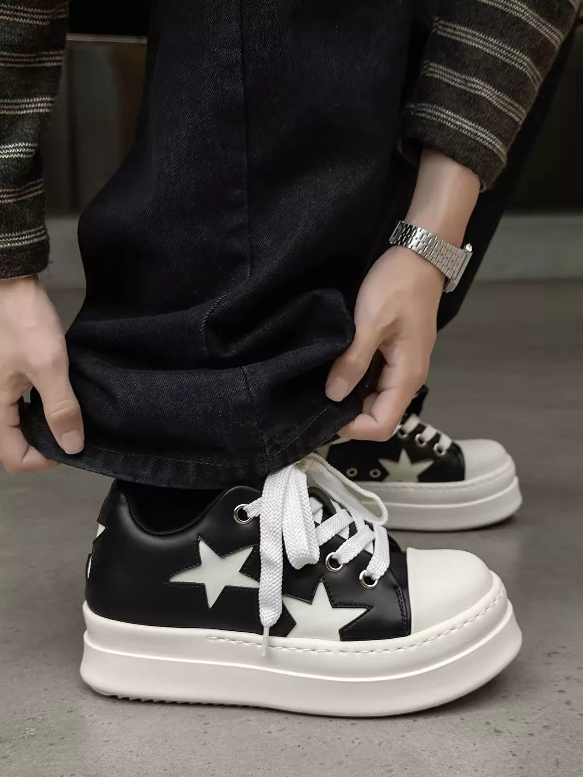 Niceprimes Pastel Star Leather Platform Sneaker