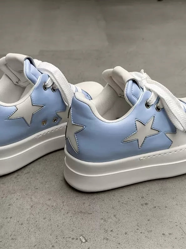 Niceprimes Pastel Star Leather Platform Sneaker