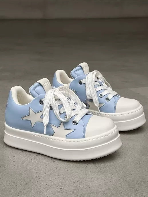 Niceprimes Pastel Star Leather Platform Sneaker