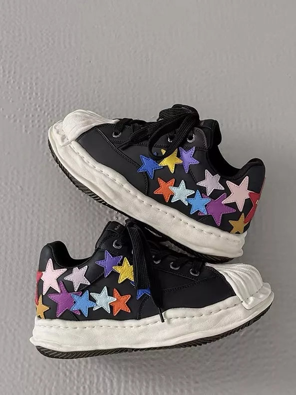 Niceprimes Rainbow Star Patch Chunky Platform Sneaker