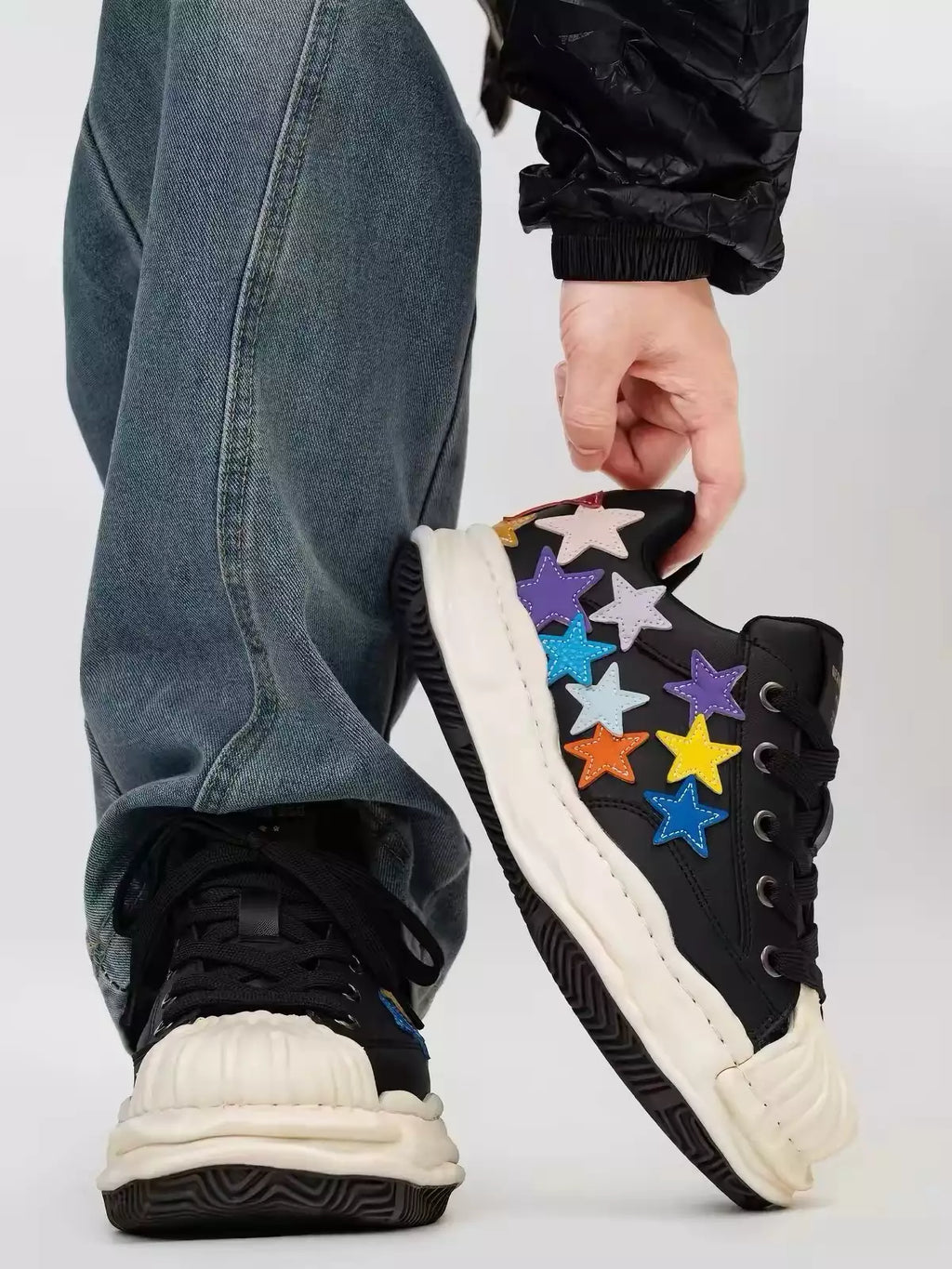 Niceprimes Rainbow Star Patch Chunky Platform Sneaker