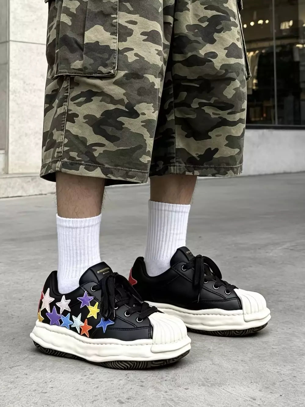 Niceprimes Rainbow Star Patch Chunky Platform Sneaker