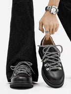 Niceprimes Chunky Leather D-Ring Lace-Up Derby Shoes
