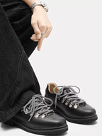 Niceprimes Chunky Leather D-Ring Lace-Up Derby Shoes