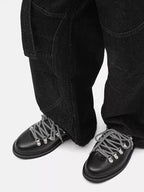 Niceprimes Chunky Leather D-Ring Lace-Up Derby Shoes