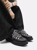 Niceprimes Chunky Leather D-Ring Lace-Up Derby Shoes