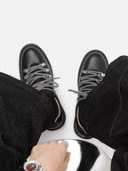 Niceprimes Chunky Leather D-Ring Lace-Up Derby Shoes