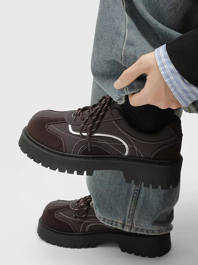 Niceprimes Vintage Brown Chunky Platform Sneakers