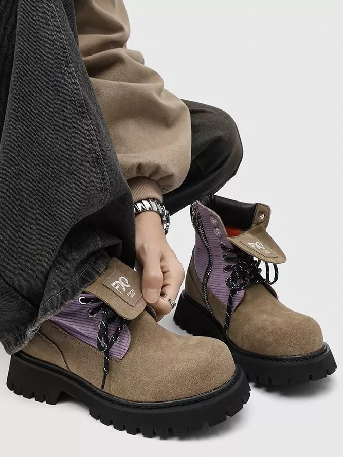 Niceprimes Retro Chunky Broad-Toe Ankle Boots