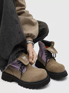 Niceprimes Retro Chunky Broad-Toe Ankle Boots