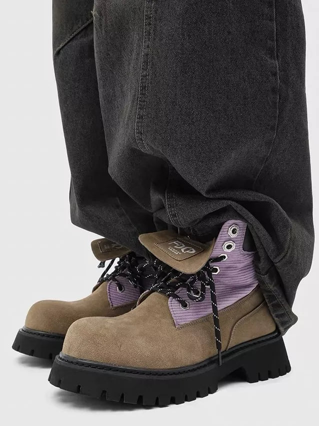 Niceprimes Retro Chunky Broad-Toe Ankle Boots