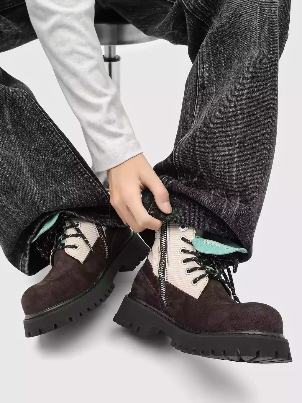 Niceprimes Retro Chunky Broad-Toe Ankle Boots