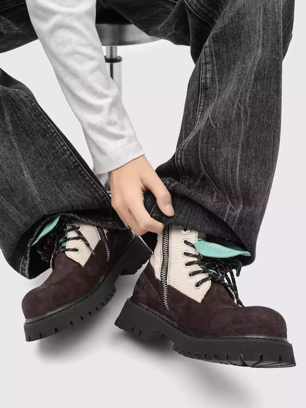 Niceprimes Retro Chunky Broad-Toe Ankle Boots