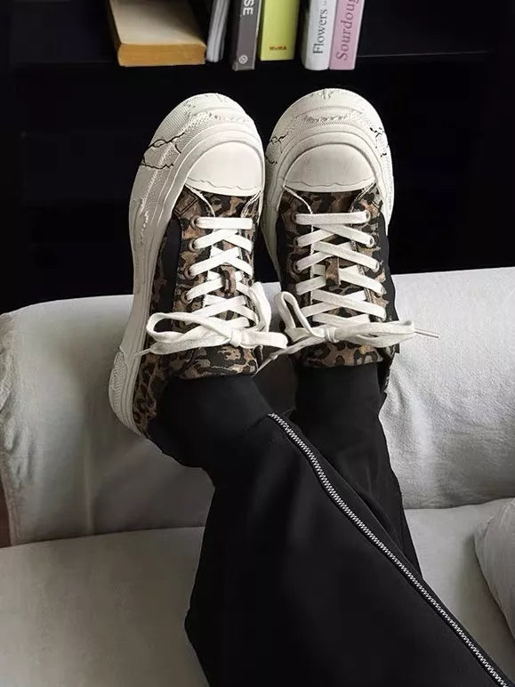 Niceprimes Leopard Print Chunky Platform Sneakers