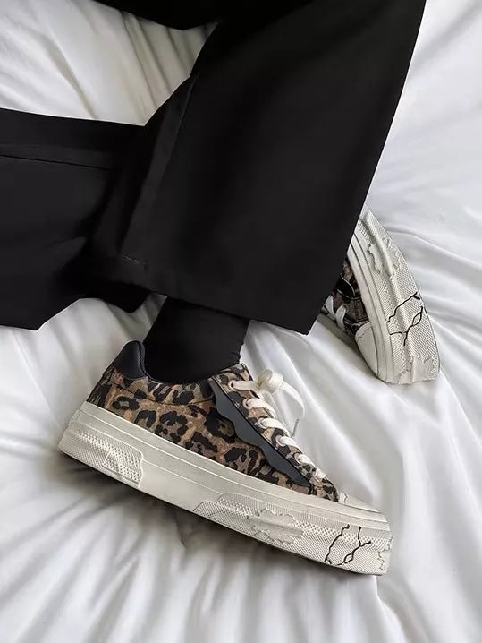 Niceprimes Leopard Print Chunky Platform Sneakers