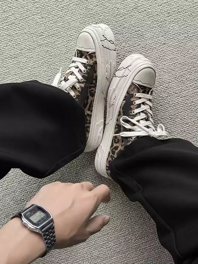 Niceprimes Leopard Print Chunky Platform Sneakers