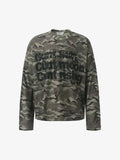 Camo-Print Studded Letter Waffle-Knit Long-Sleeve Shirt