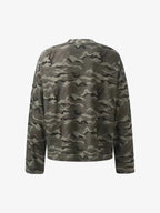Camo-Print Studded Letter Waffle-Knit Long-Sleeve Shirt
