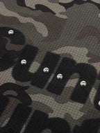 Camo-Print Studded Letter Waffle-Knit Long-Sleeve Shirt