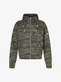 Camo-Print Dome-Button Double-Breasted Zip Hoodie