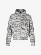 Camo-Print Dome-Button Double-Breasted Zip Hoodie