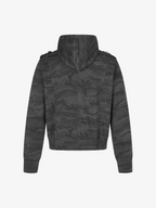 Camo-Print Dome-Button Double-Breasted Zip Hoodie