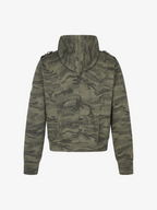 Camo-Print Dome-Button Double-Breasted Zip Hoodie