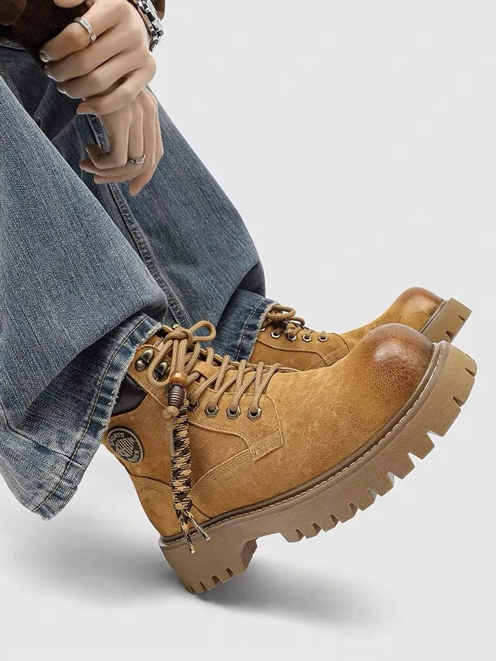 Vintage Distressed Chunky Boots