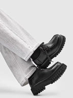 Contrast-Stitch Suede Moc-Toe Platform Derbies