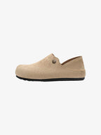 Suede Metal-Rivet Broad-Toe Rubber-Sole Mules