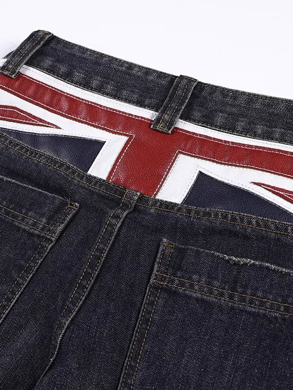 Flag Whiskered Raw Wide-Leg Jeans