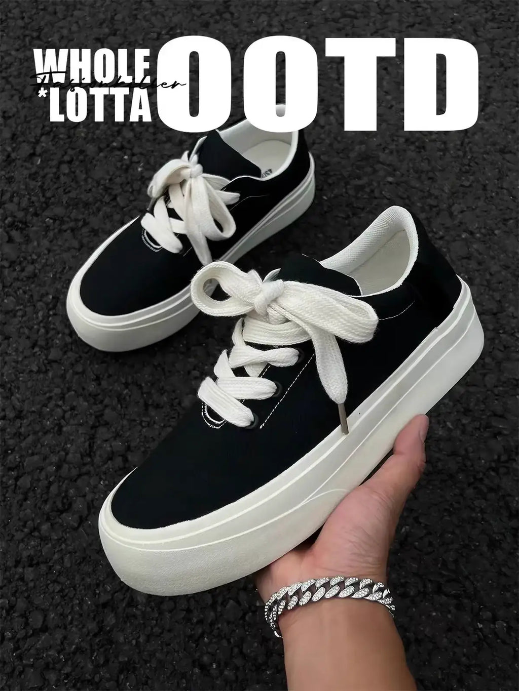 Low-Top Canvas Thick-Soled Skate Sneakers
