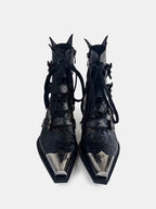 Embossed Floral Metal Toe Gothic Boots