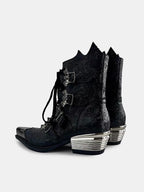 Embossed Floral Metal Toe Gothic Boots