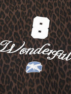 Leopard Print Embroidered Full-Zip Fleece Hoodie