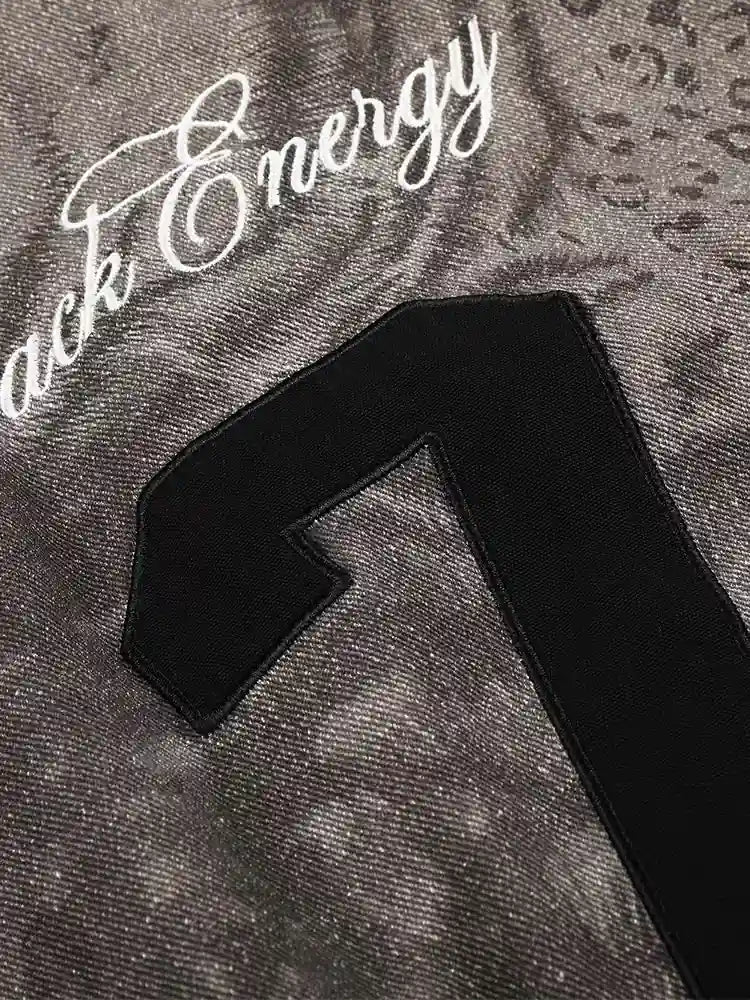 Washed Graphic Pattern Full-Zip Hooded Jacket