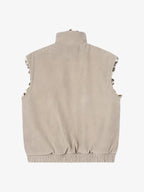 Reversible Faux Suede & Leopard Fur Stand Collar Vest