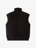 Reversible Faux Suede & Leopard Fur Stand Collar Vest